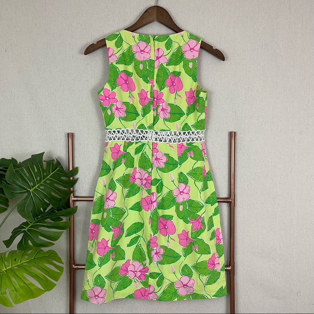 Vintage Lilly Pulitzer Pink & Green Cutout Shift Dress (Sz 0) - Picture 4 of 7